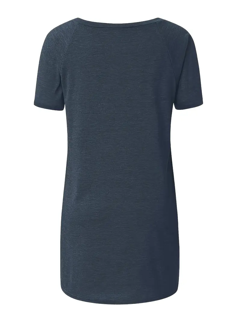 solid longline t shirt crew neck short sleeve t shirt casual womens clothing Product details 17