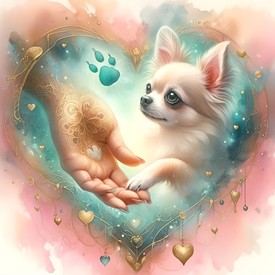 

5d Chihuahua Diamond Painting Kit, Drill Diy Canvas Art, Animal Theme Home Decor, 15.7x15.7 Inches, Perfect Valentine's Day Gift