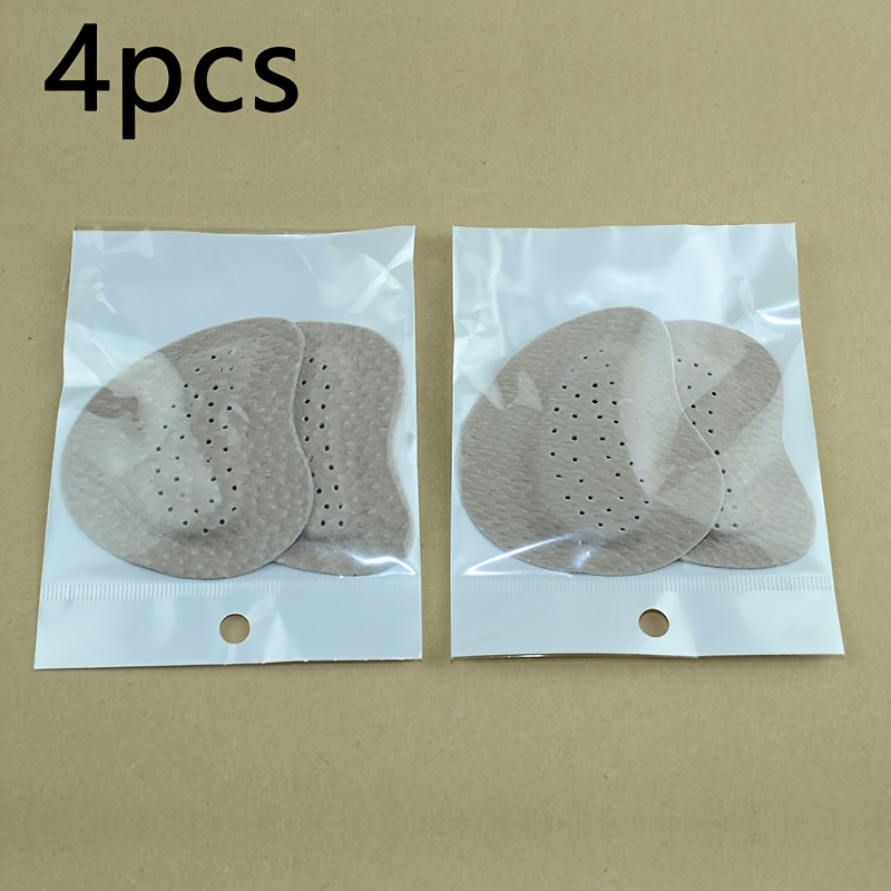 TEMU 4pcs Forefoot Pads, Outer Genuine Leather, Inner Eva Soft Padding, Soft Cushioning, Sweat-absorbent And Breathable, Waterproof And