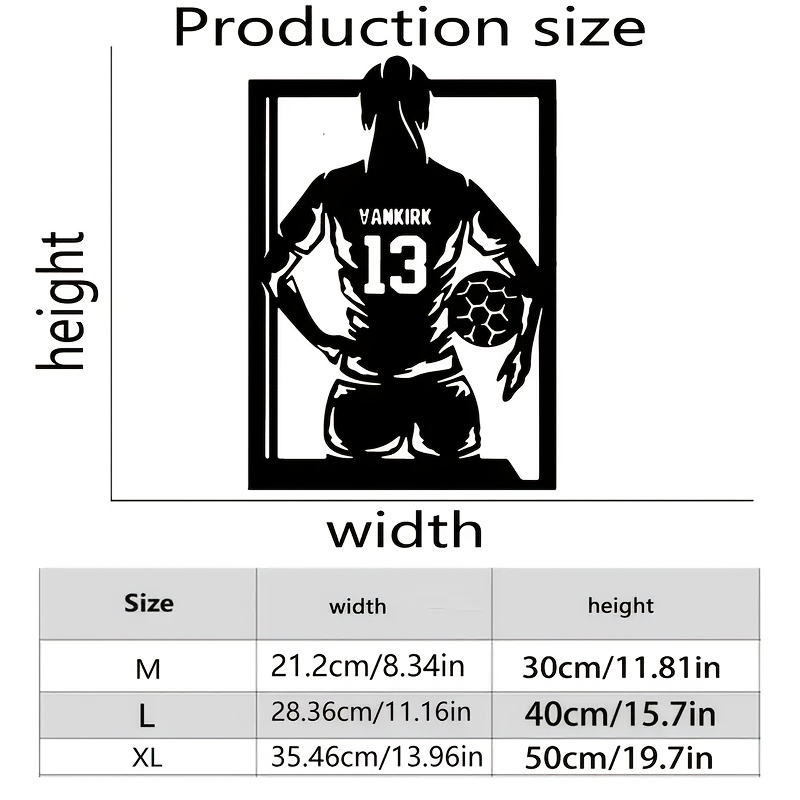 TEMU Room Decoration: 1 Personalized Metal Wall Art For Female Football Players, Iron Silhouette Sports Decoration For Indoor And Outdoor Use,