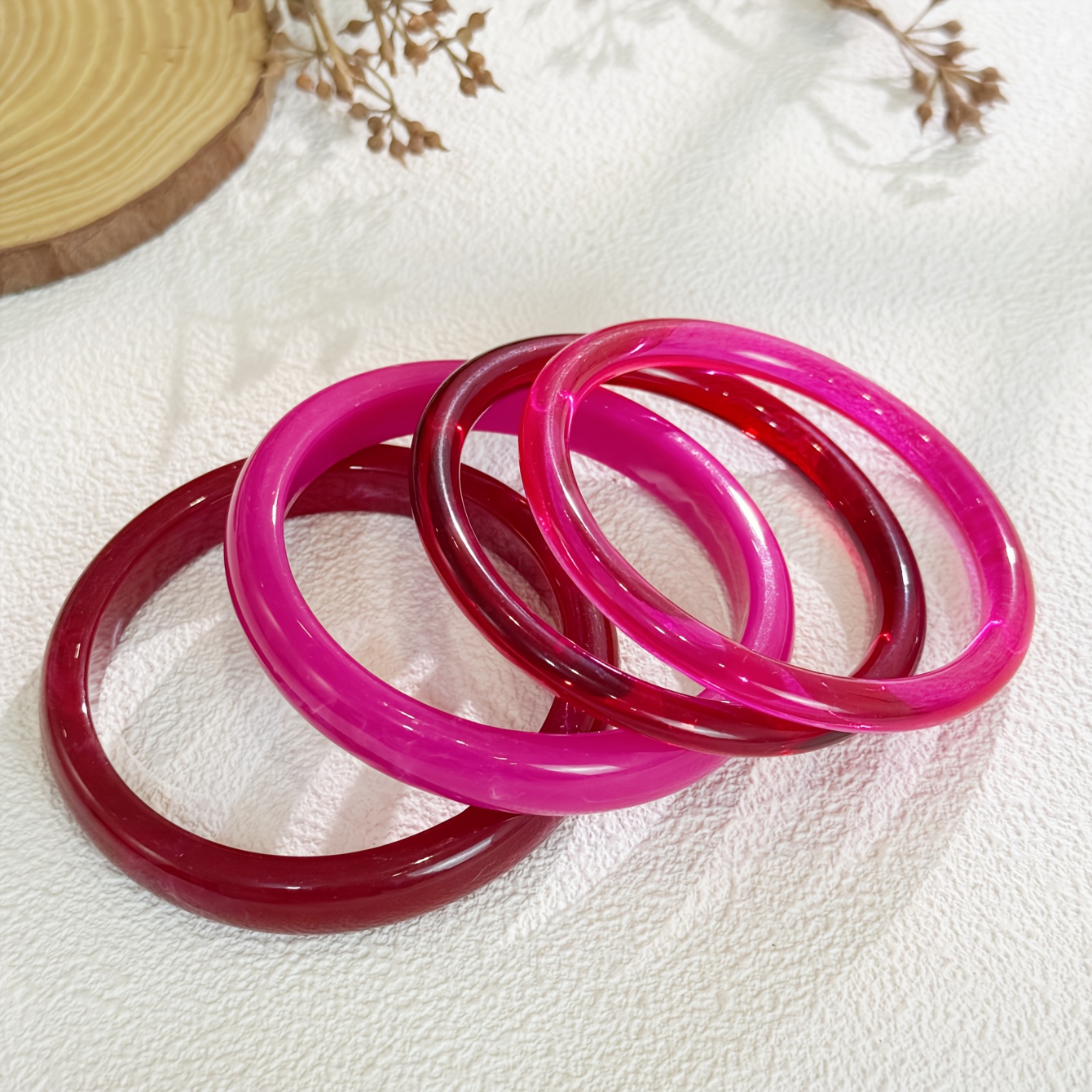 4pc Minimalist Resin Bracelet Set, Vintage Marbled Style