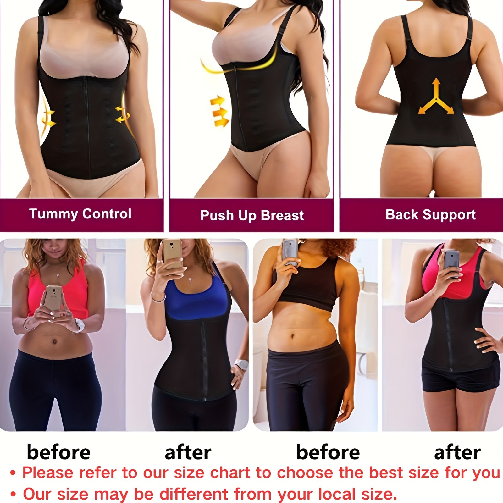 Women 3-in-1 Waist Trainer Shapewear Girdle Push Up Bra Underwear Slimming  Corset Tank Top Posture Corrector Tummy Control Vest - AliExpress