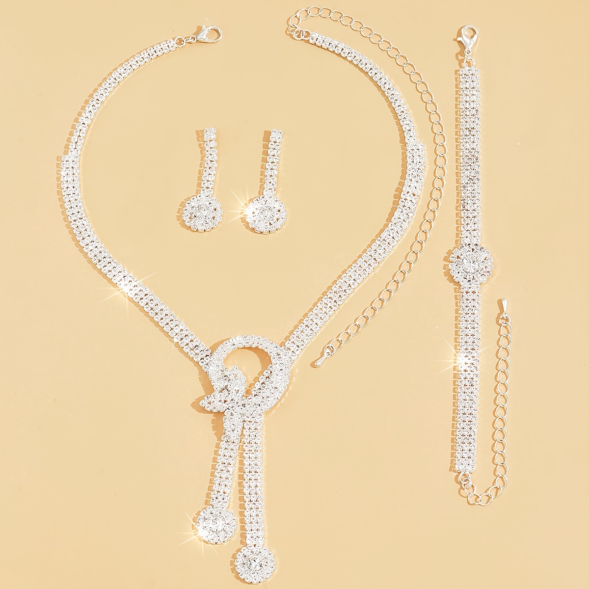 Necklace + Earrings Pair + Bracelet Set for Evening Dress Jewelry