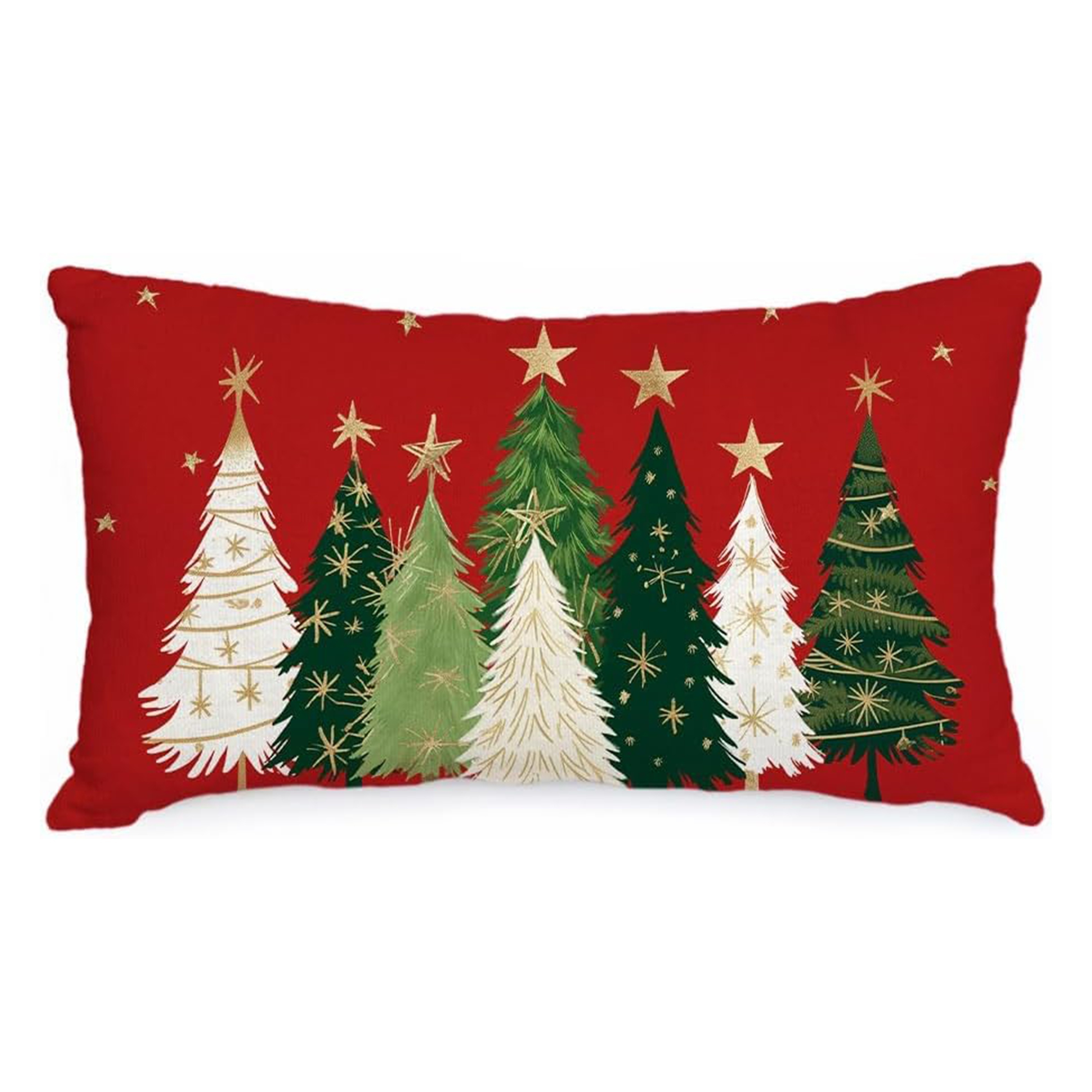 TEMU 1pc, Christmas Pillow Cover 12x20 Inch Watercolor Christmas Decoration Holiday Farmhouse Winter Pillow Case For Sofa Couch Decor (red)(single