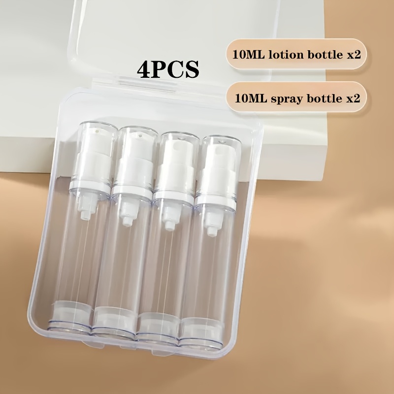 E-shop 4-teiliges Sprühflaschen-Set, Reise-Pumpenflasche für Foundation & Lotion – Multifunktionale 5ml/10ml Vakuum-Kosmetikflaschen aus Kunststoff,