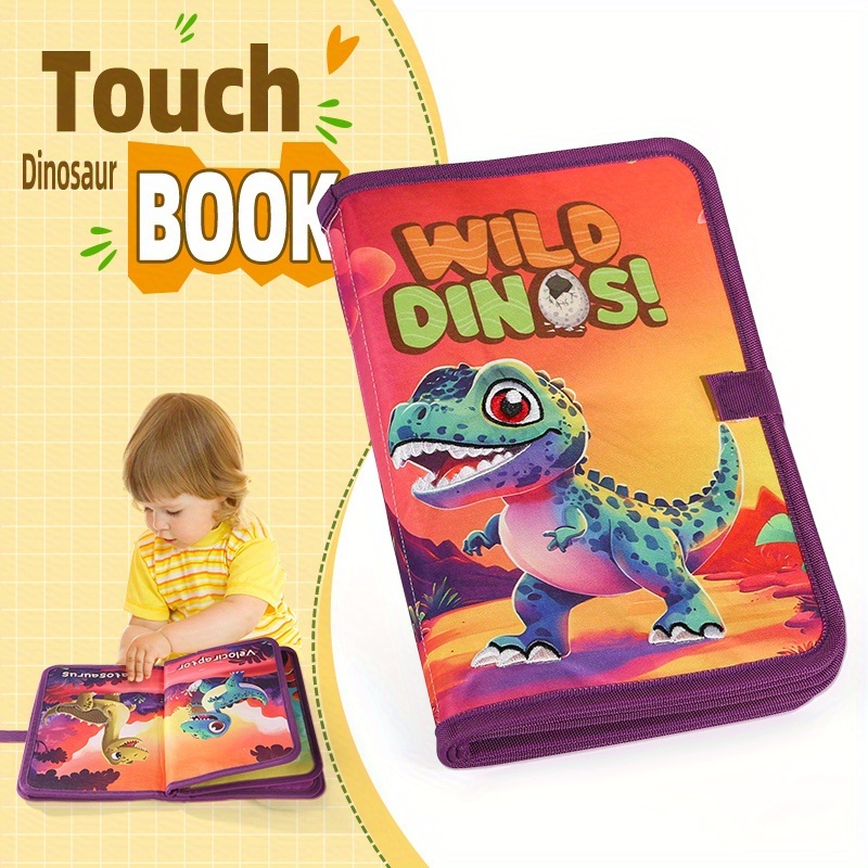 Baby Dino Touch Book Soft Fabric Lifelike Animal Illustrations