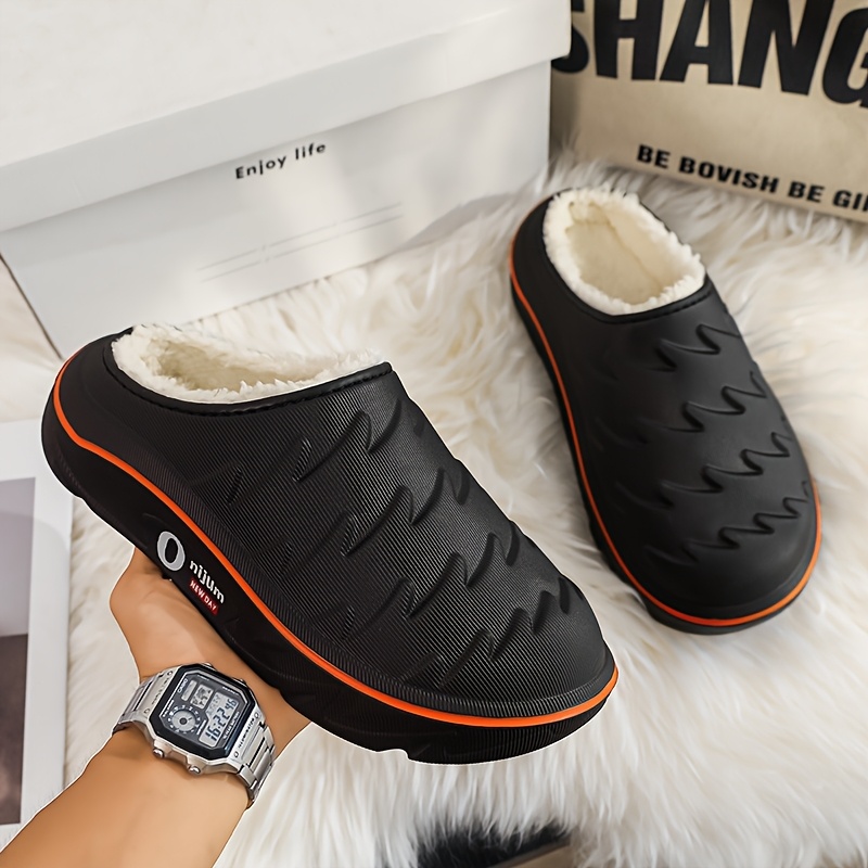 Chaussons d'hiver en peluche robustes pour hommes et femmes avec semelle de haute qualité et semelle épaisse - Tout-terrain intérieur/extérieur, antidérapants - Conçus pour la neige et la glace - Bottines chaudes unisexes