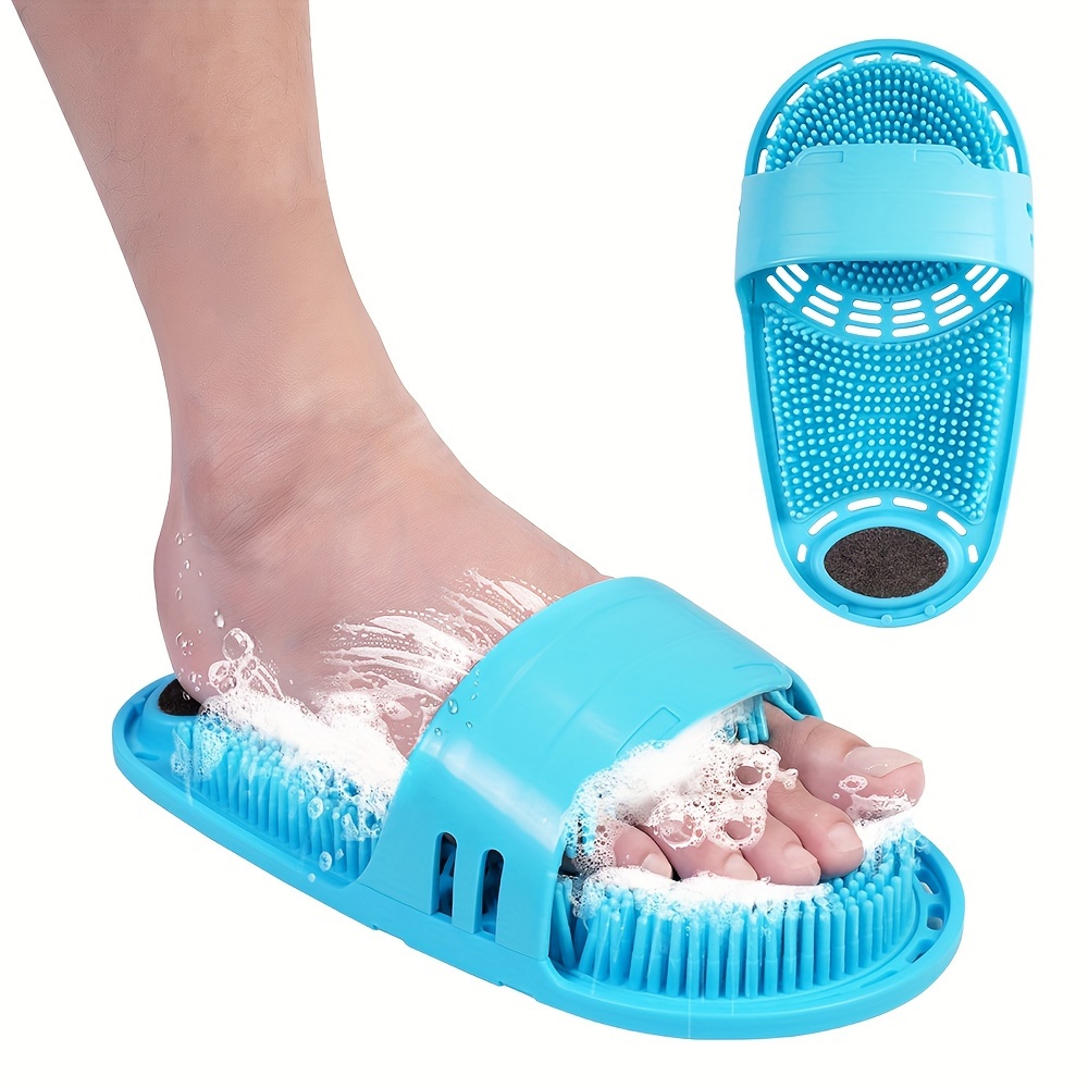 

1pc Shower Foot Scrubber Massager Slipper, Bath For Spa Exfoliating, Foot Washer, Foot Scrubber, Feet Cleaner With Dead Skin Remover File And Suction Cups