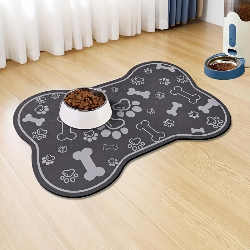 

Bone-shaped Quick- Feeding Mat With Non-slip Rubber Base - Stain-resistant Diatomaceous & Cat Bowl Pad, Essential Indoor Pet Accessory