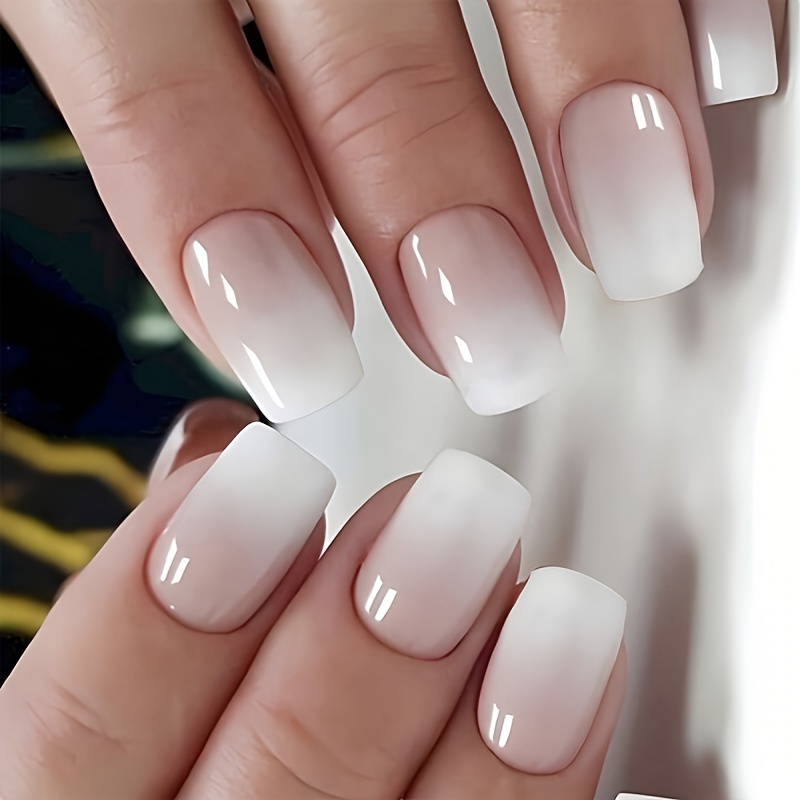 

Medium Square Press On Nails, Gradient Fake Nails, Full Cover False Nails For Women And Girls