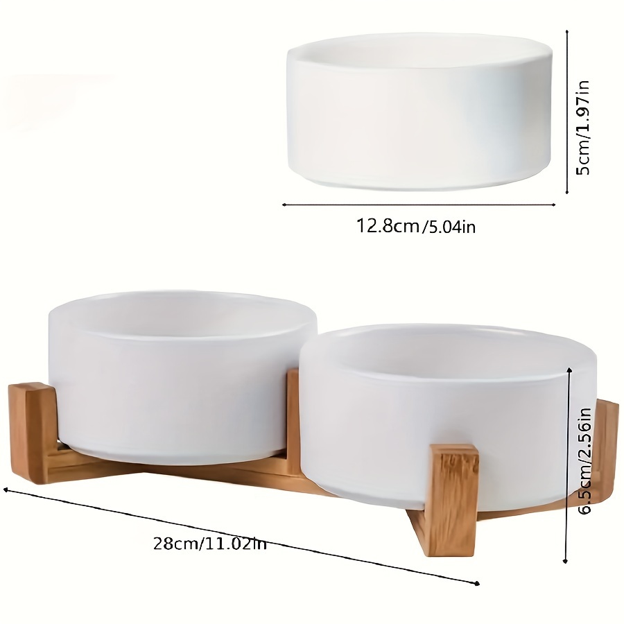 Image of 1pc/1set Ceramic Single Bowl And Ceramic Double Pet Food Bowl For Cats - Slip-resistant, , Durable, And Stylish Design For A Mess-free Feeding Experience - Perfect For Your Feline Friend