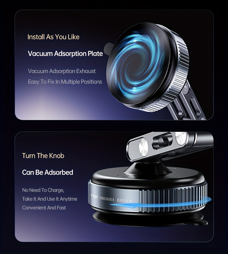 x53 suction cup phone holder car vacuum magnetic mount 360 metal stand with adjustable directional strong   compact and convenient bracket Product details 1