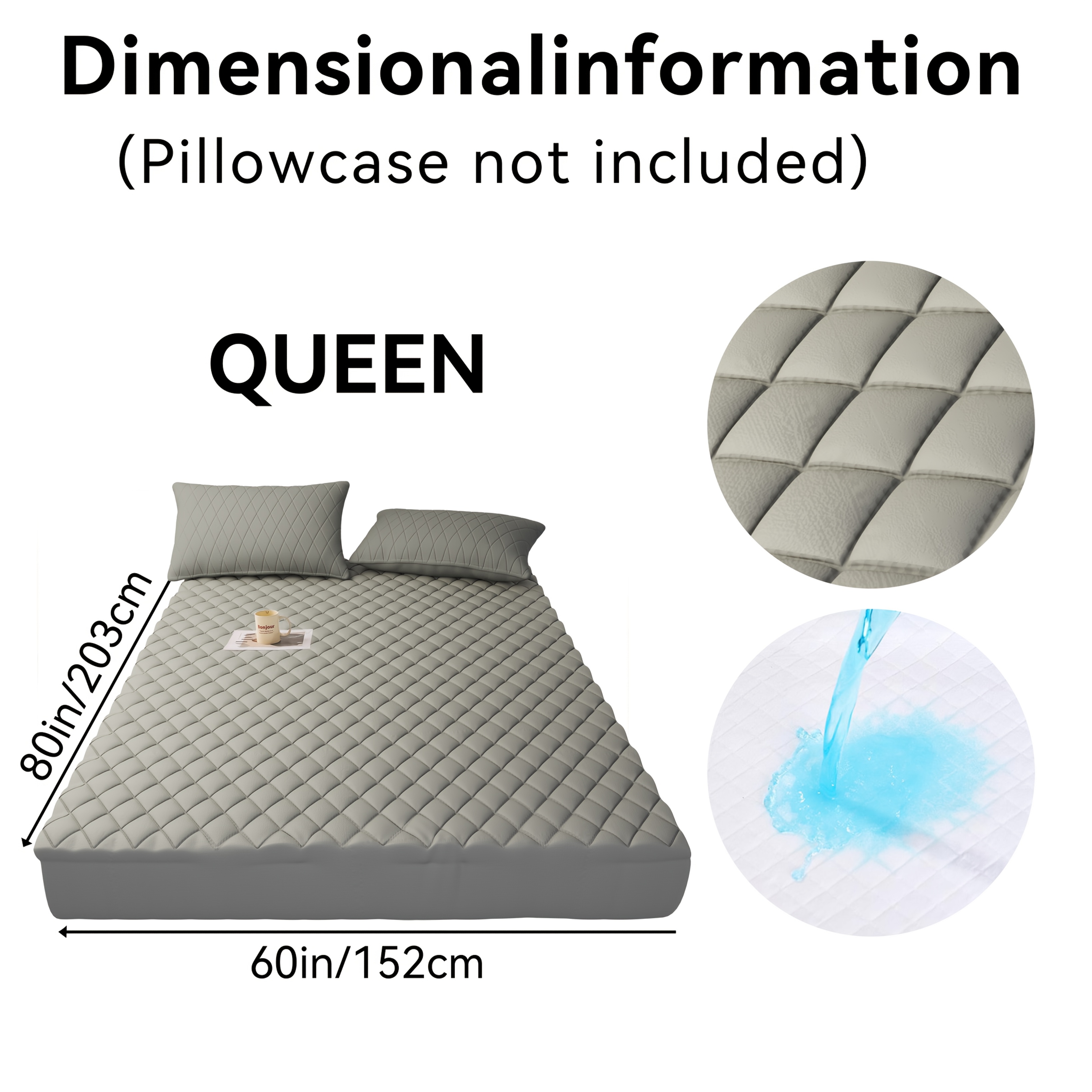 TEMU 1pc Modern Waterproof Non-slip Kids & Children Mattress Protector, Solid Color Quilted Bed Cover With 9-15 Inches Deep Pocket, Effective Barrier