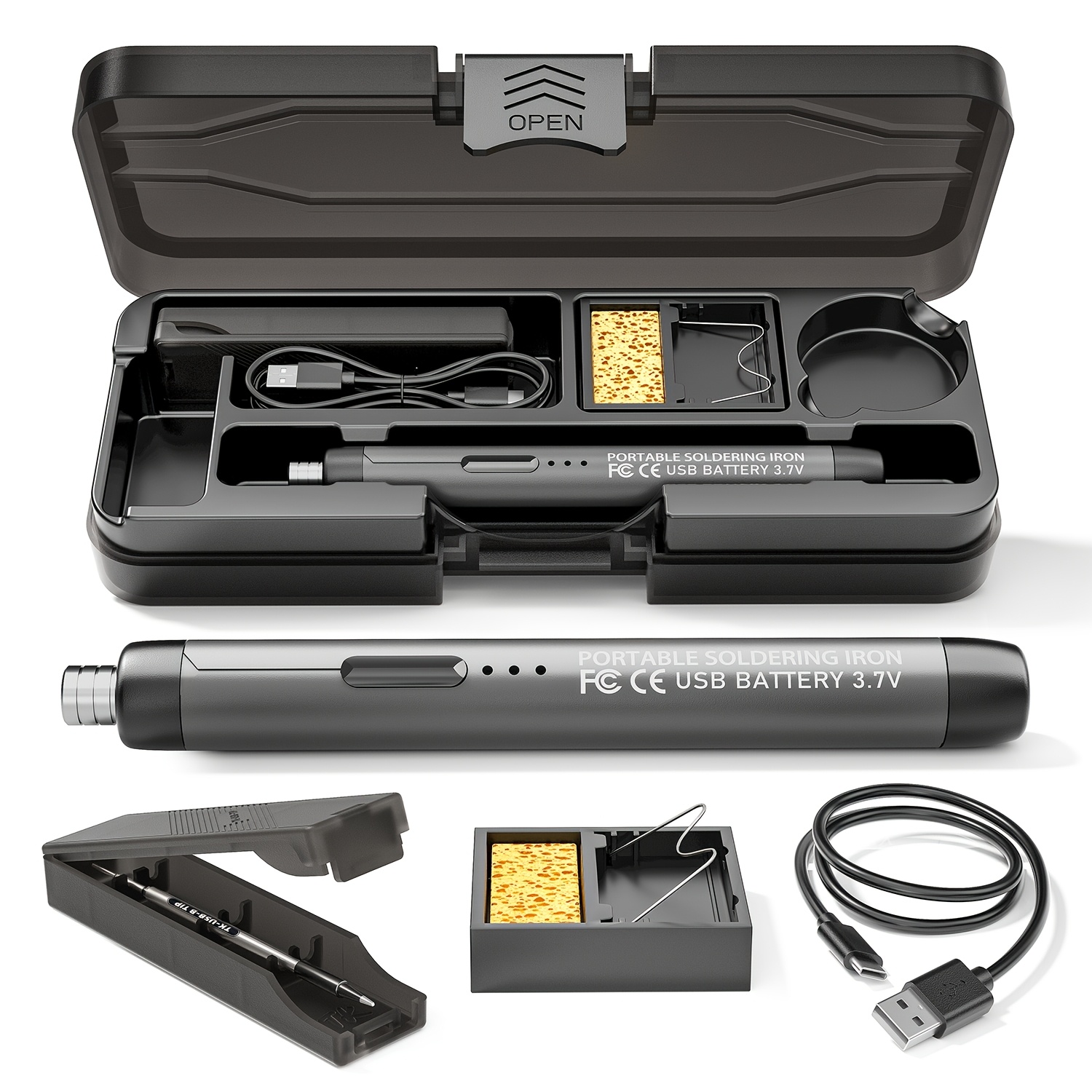 Pistola de Soldar USB Portátil con 3 Ajustes de Temperatura, Soporte y Caja de Almacenamiento - Ideal para Proyectos DIY Eficientes