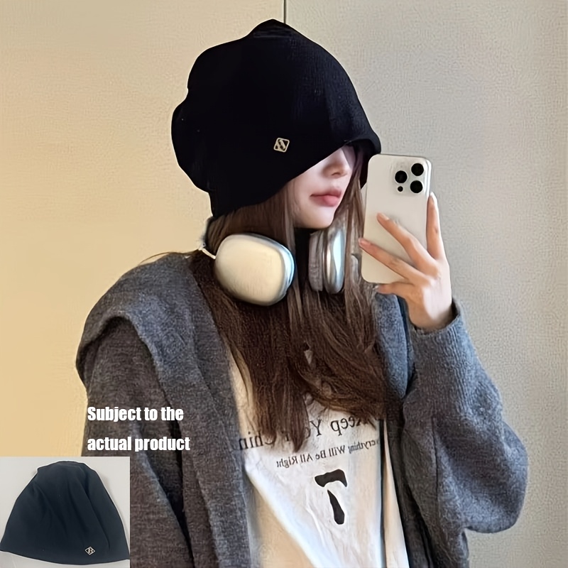 TEMU Bonnet ample pour homme à grande circonférence de tête, bonnet décontracté, bonnet pour femme, bonnet polyvalent automne/hiver, bonnet pompon,