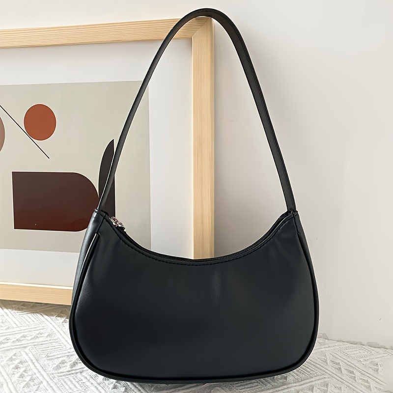 TEMU Girl Handbag Solid Color Simple Shoulder Bag Chic Mobile Coin Purse Large Capacity Bag