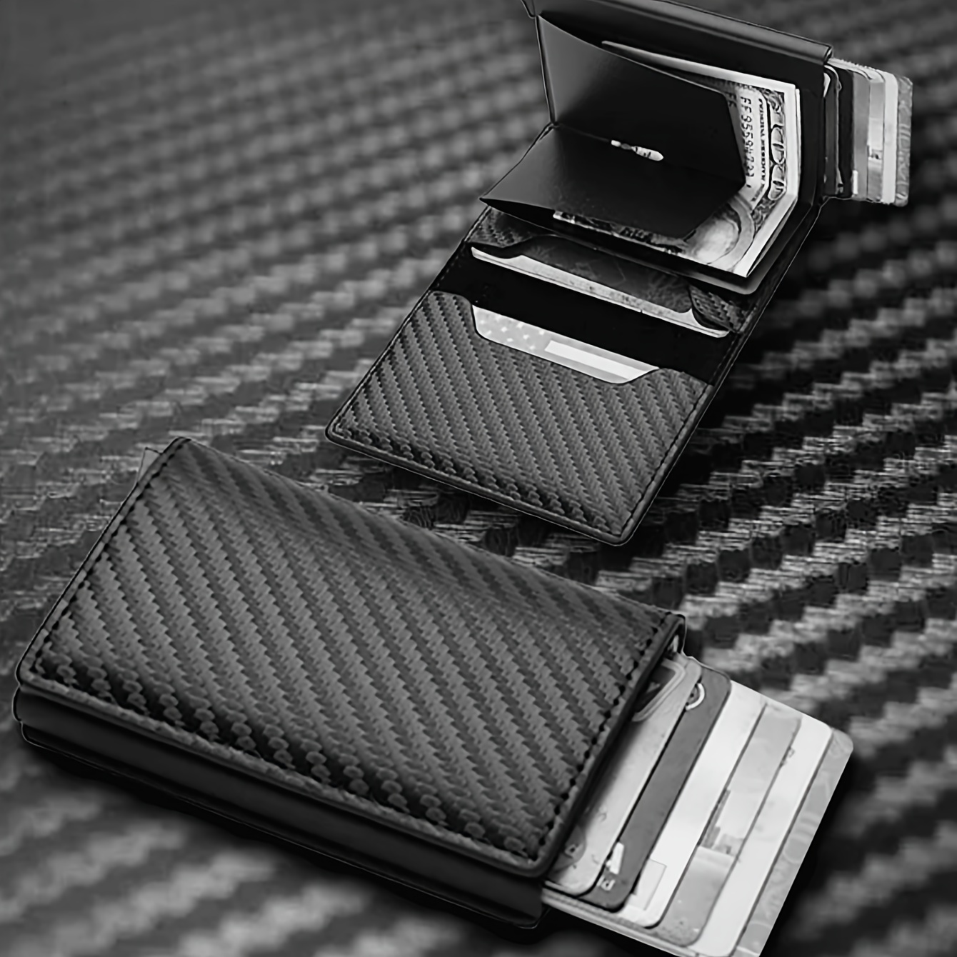 1pc Men's Ultra-Thin RFID Blocking Wallet - Sleek Black Faux Leather Card Holder with Side Push Function, Perfect for ID, Driver?s License & Credit Cards, Ideal Gift for Thanksgiving, Christmas, Valentine?s Day, Everyday Carry Wallet | Sleek Design | Durable Wallet, Card Holder Wallet