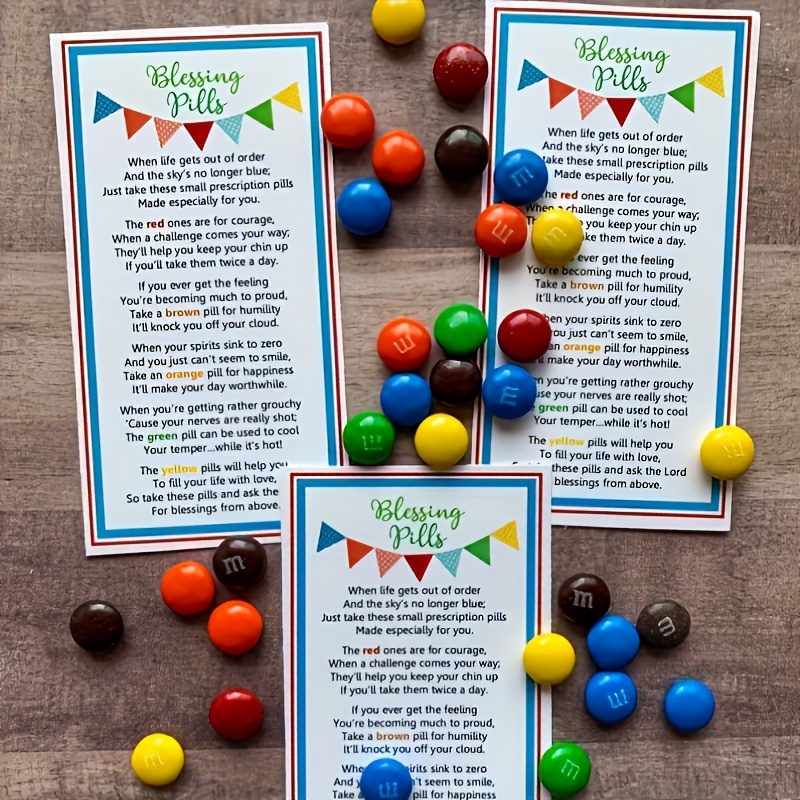 

15pcs Mm Pill Gift Tags - Teachers, & Thank You Notes - Ideal For Chocolate & Candy Presentations