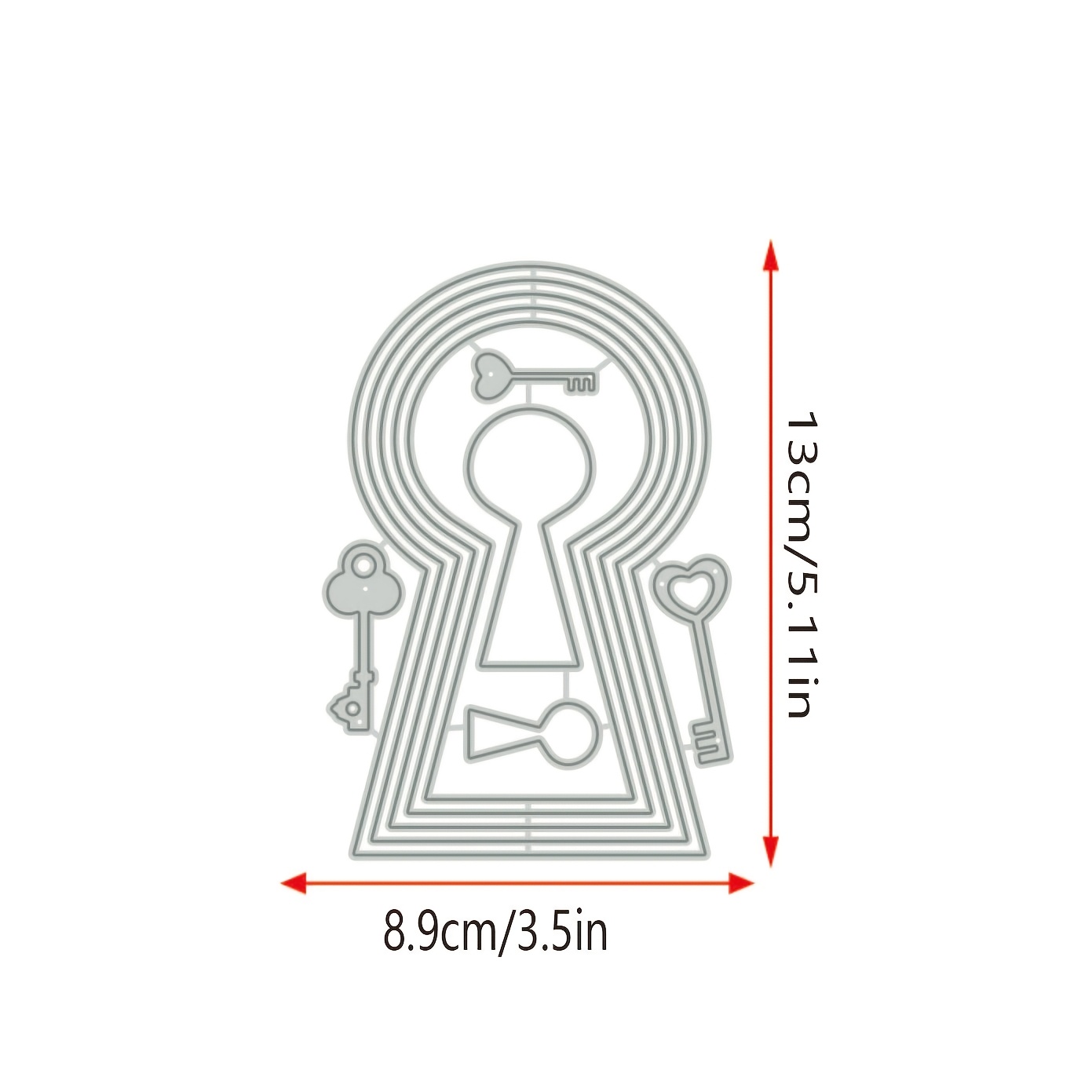 A Metal Cutting Die For Paper Crafts, Featuring A Lock Hole And , Along With A Template For Cutting And Punching
