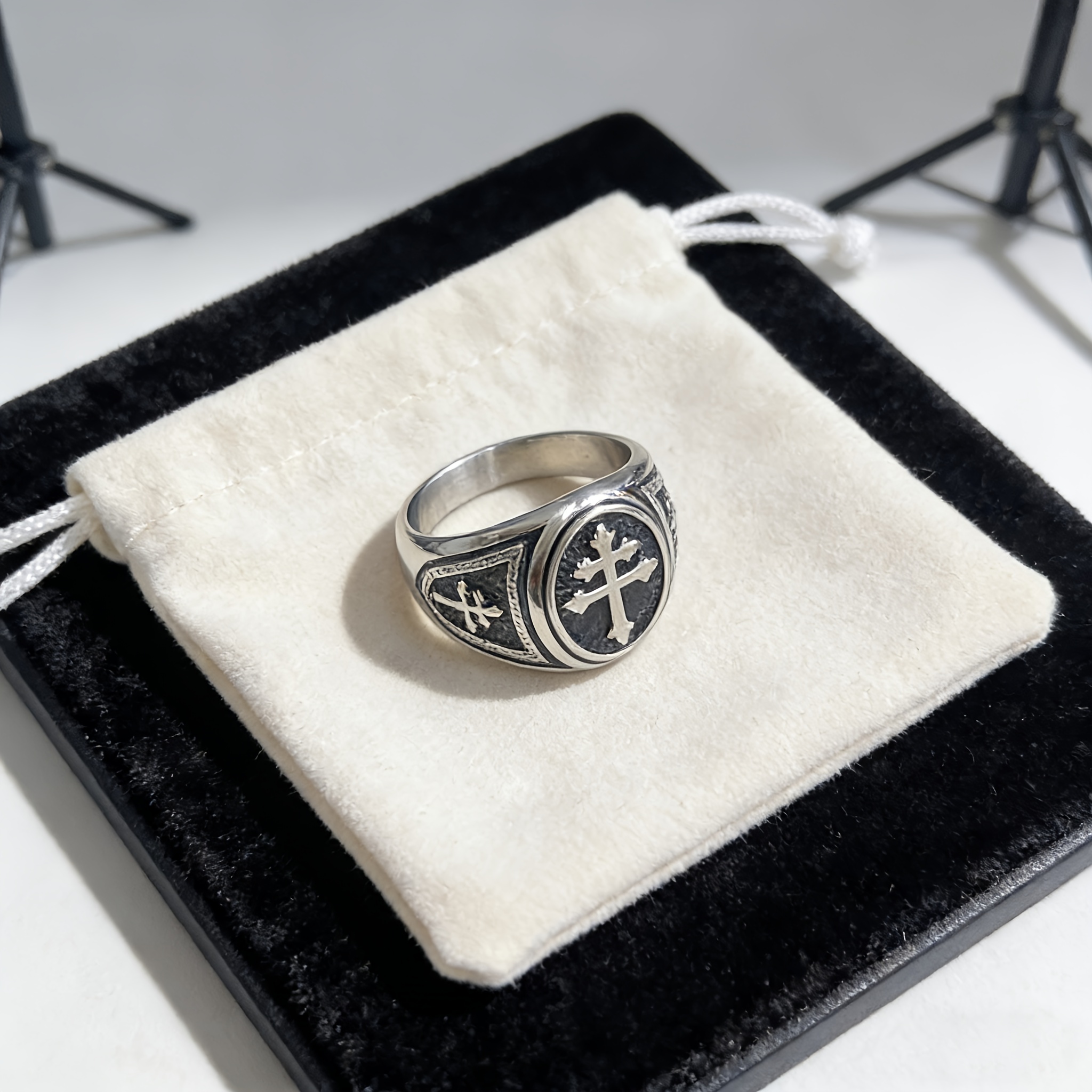 Saint Angel Lorraine Cross Stainless Steel Men's Ring