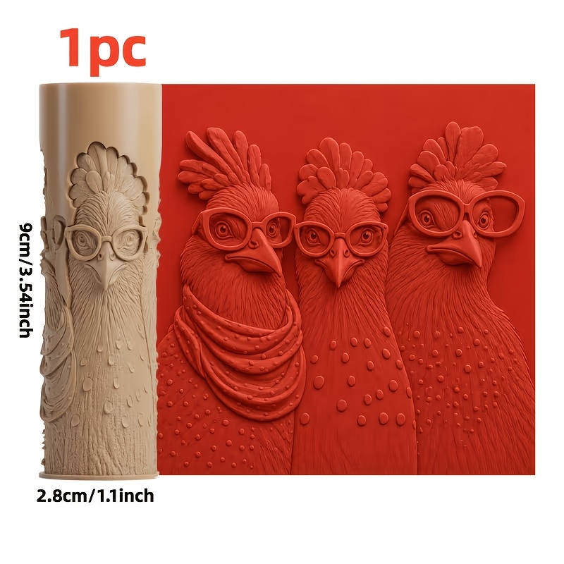 TEMU 1pc Wearing Chicken Texture Embossing Polymer Clay Texture Roller - Wearing Chicken Texture Embossing Tool, Suitable For Day, Independence Day,