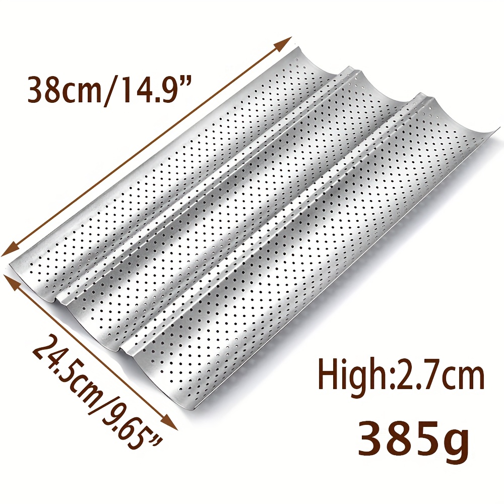 Plats à Baguettes pour Cuisson de Pain Français et Italien Antiadhésifs avec 2/3/4 Emplacements, Plateau à Baguette Perforé