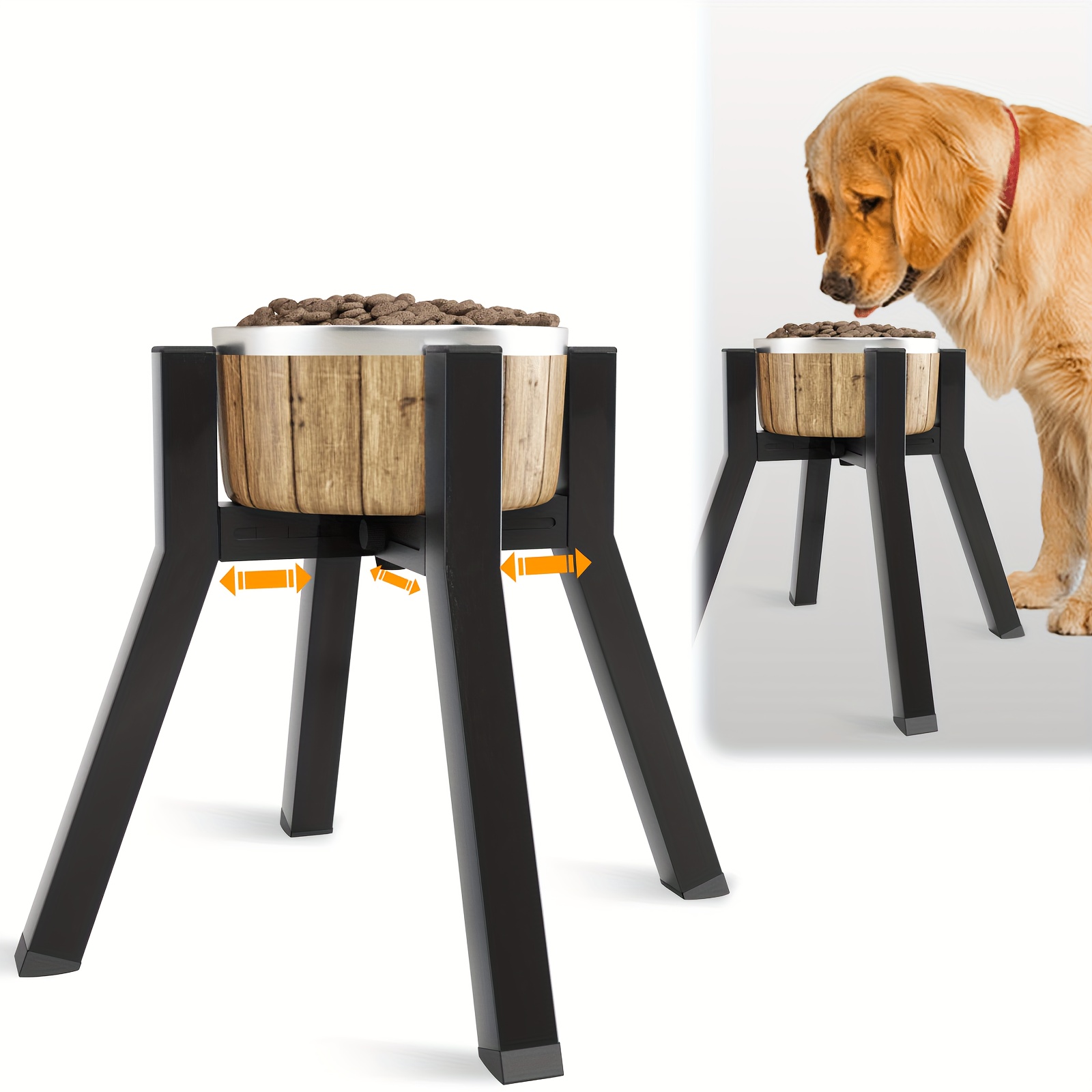 

Dog Bowl Stand For Large Dogs, Adjustable Elevated Dog Bowl Fits 7.6" Bowls, Height 11'', Single Dog Bowl Food Stand Feeder (bowl Not Included) Easy Disassembly, For Medium And Large Dogs