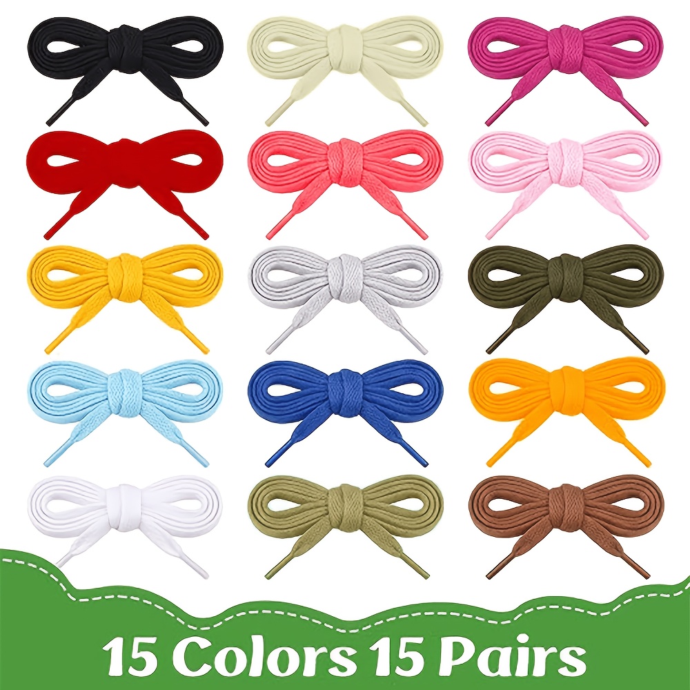 TEMU 15 Pairs Flat Shoelaces Colored Athletic Shoe Laces For Sneakers Skate Shoes Boots And Sports Shoes, Without Battery