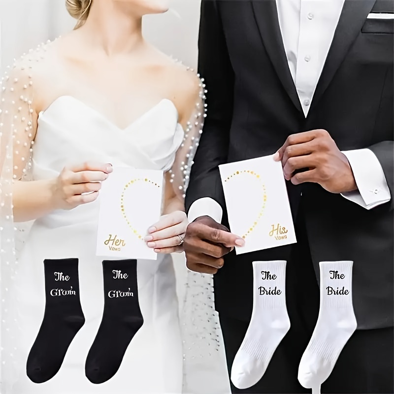 

Bridal & Groom Wedding Sock Set - , Bachelorette, Shower, Halloween & Christmas Parties | Novelty Polyester Photo Props, Unique Bridal Gift Idea