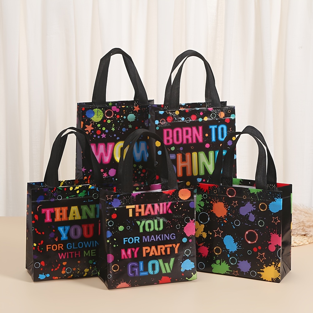 

12pcs Glow Bags - Combination Set Of Waterproof Shopping With Bright, Sparkling Design - Perfect For Gifts, Shopping, Or Parties