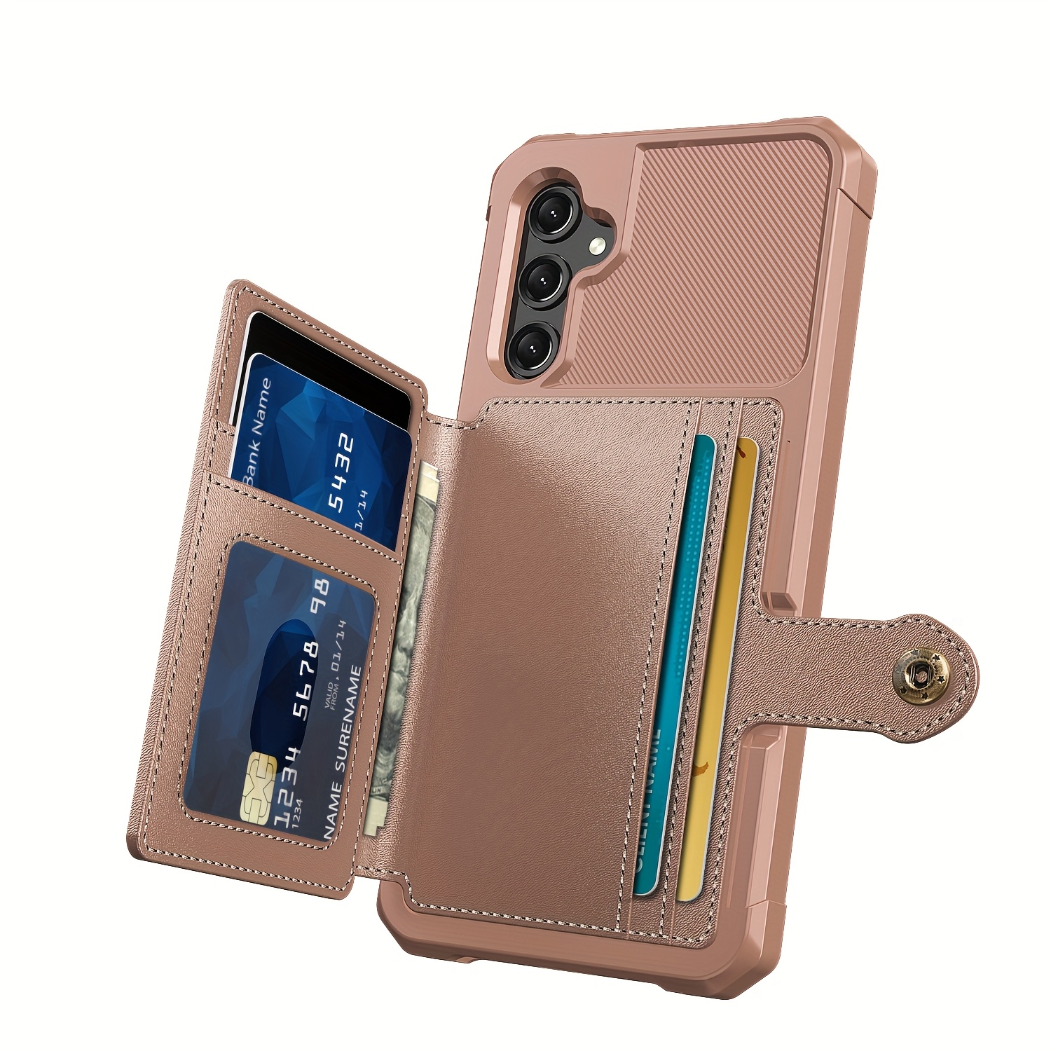 ZM03 Card Holder Faux Leather Case for 5G 5G Mobile Phone, with Card Slot, Compatible with Magnetic Car Mount, Heavy Duty Shockproof Durable Soft TPU Back Faux Leather Flip Wallet Cover - Image 54