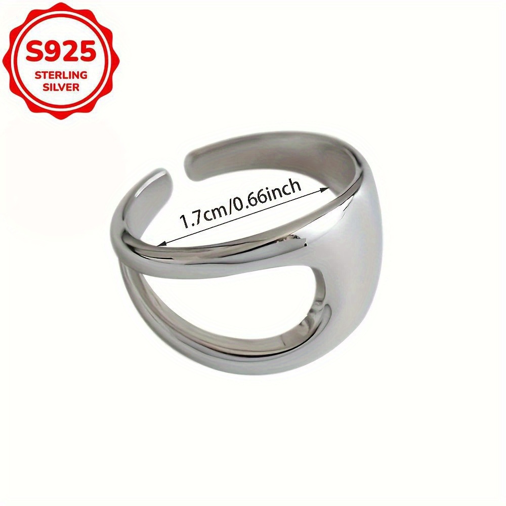 Unisex Adjustable Pure Silver Hollow Ring — Daily Wear