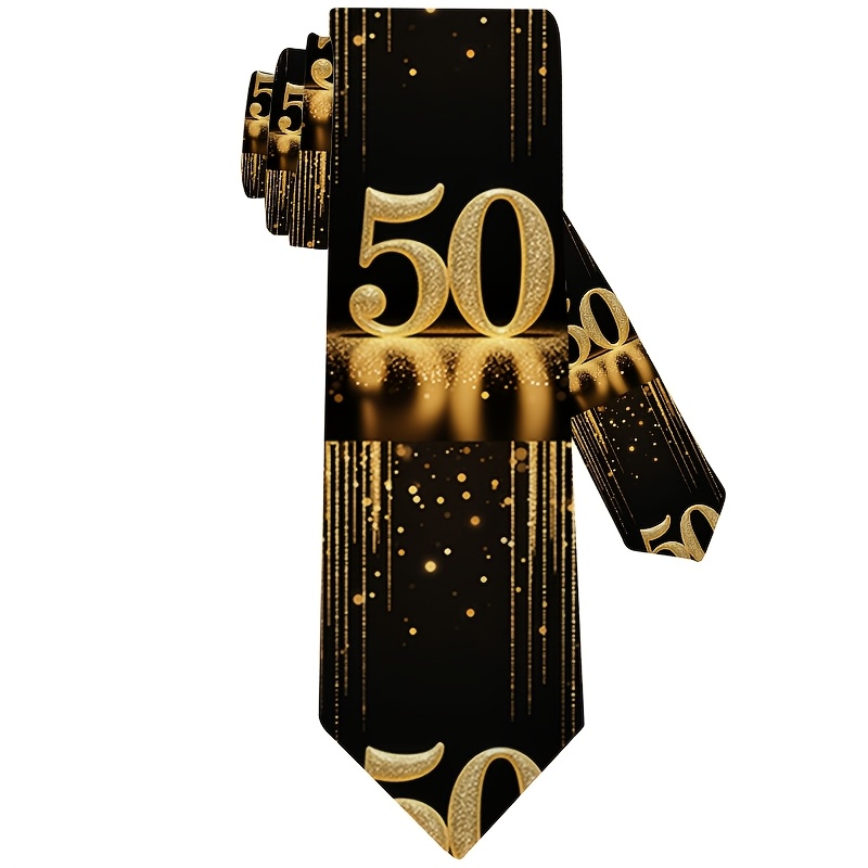 TEMU 1pc, Happy Birthday Elements Print Necktie, Perfect For Parties, Holidays, And Casual Attire, Accessory | Stylish Tie-perfect Gift For Men