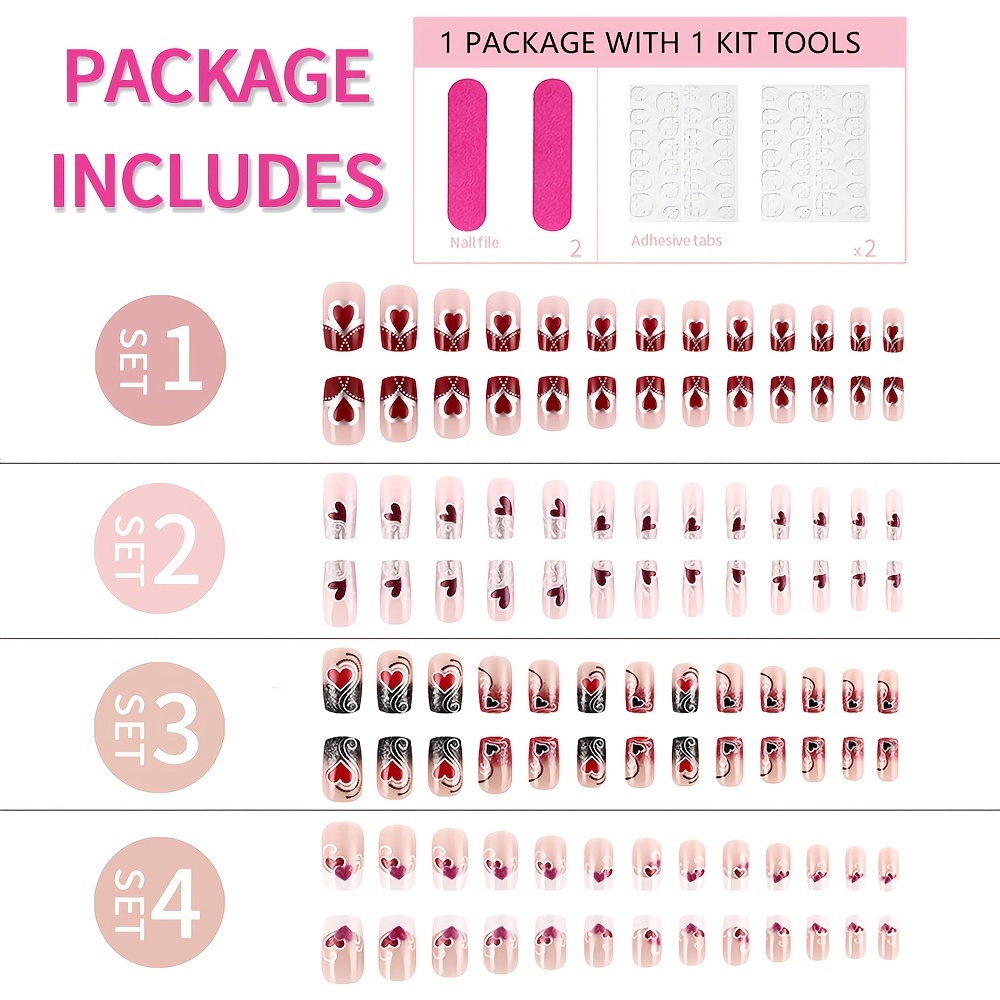 

96pcs/set False Nail Short Press Nails Flowers Daily Nails Suitable For Hand And Women Nail Care Suitable For Women