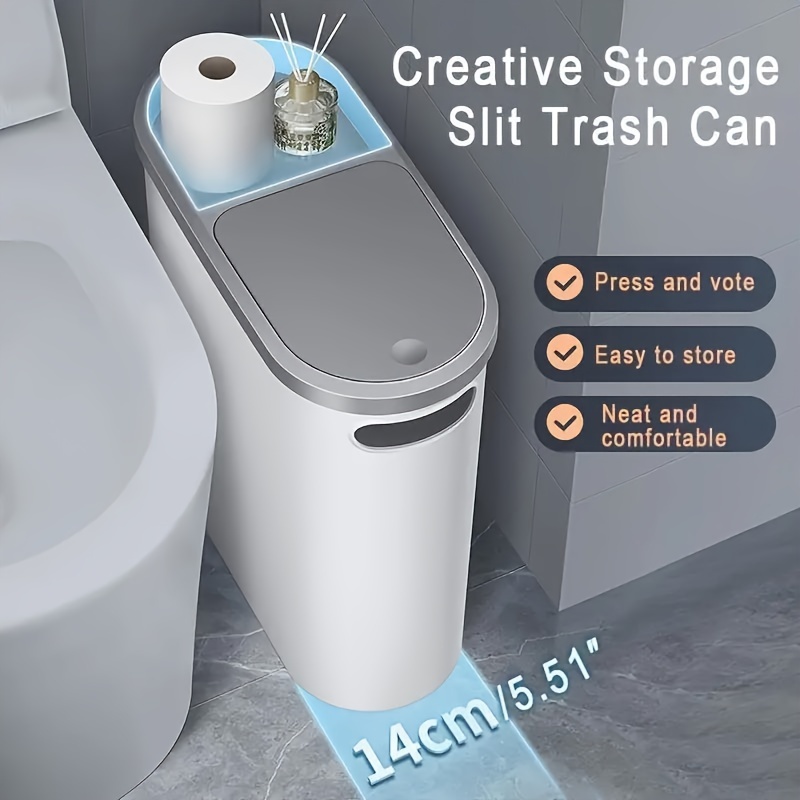 

Large Capacity Covered Bathroom Trash Can - Stylish And Space Saving Design, Suitable For Home Kitchens, Bathrooms, And Rvs, Easy To Hide And Space Saving, Christmas Gifts