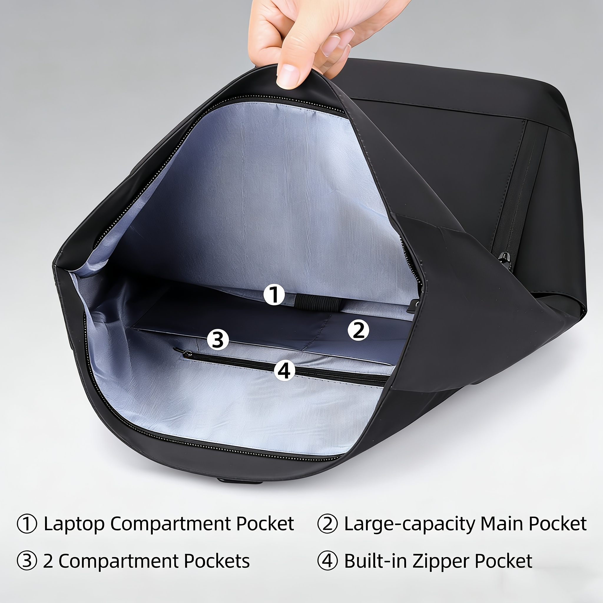 Large Capacity Unisex & Travel Backpack Compatible for 39.62cm Laptop, Expandable Rolled Edge & Soft Suitable for College, Gym, Commuting, Adjustable Straps, Hook-and-Loop Closure, Nylon/ Bookbag for Gifts