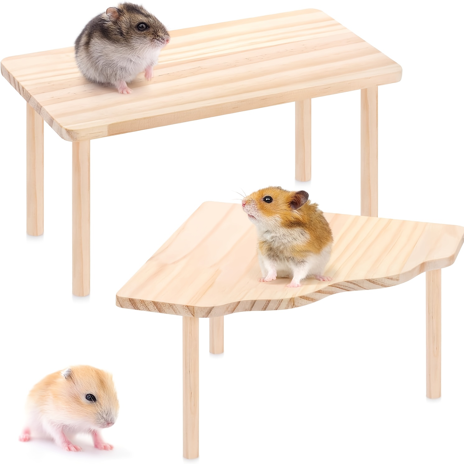 2pcs Wooden Hamster Platform Set Hamster Habitat Hamster Cage Decor Suitable For Hamsters, Gerbils, Mice, Or Other Small Pets Hamster Cage Accessories