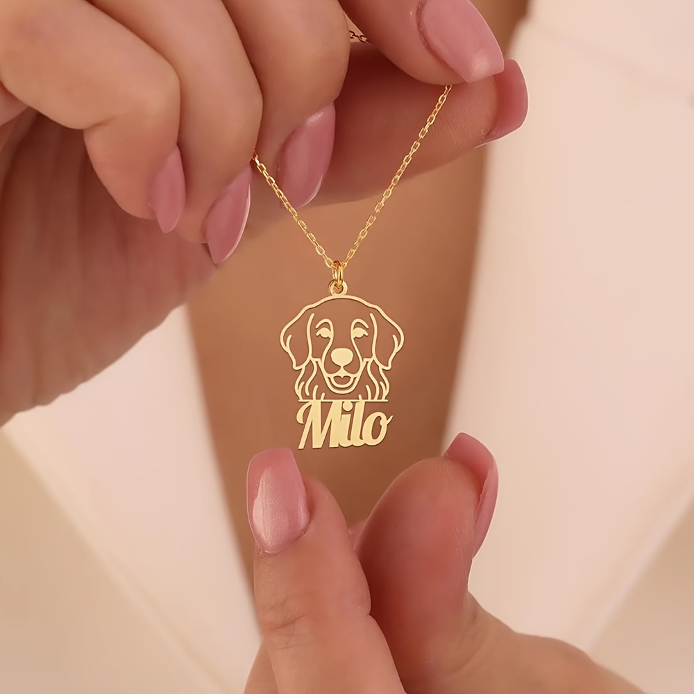 TEMU Collar con de Golden Retriever personalizado, un regalo de joyería con colgante de perro personalizado, para de las mascotas