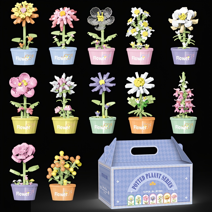 Blocs de construction de fleurs Bouquet romantique Jouets de bricolage Modele de fleur 3D - A55