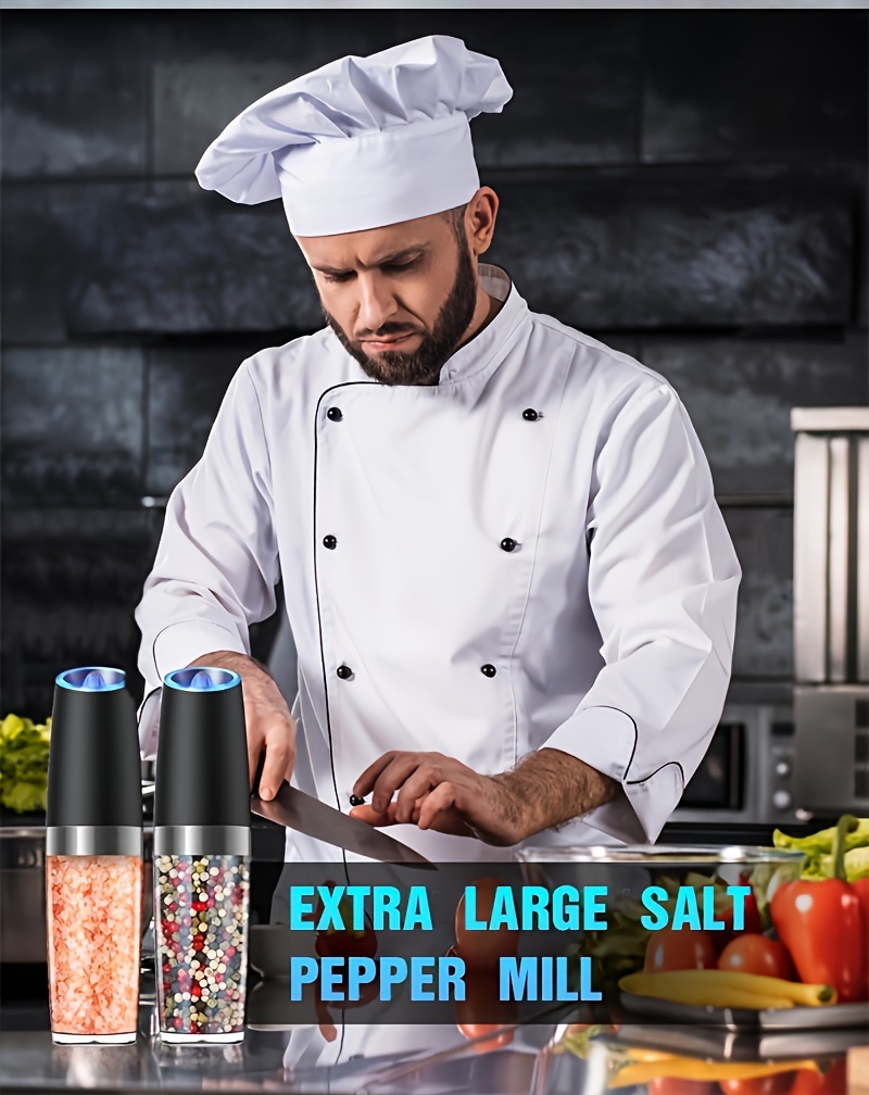 electric salt and pepper grinder set salt or pepper grinder adjustable coarseness battery operated with led   hand automatic operation stainless steel   in   colors details 9