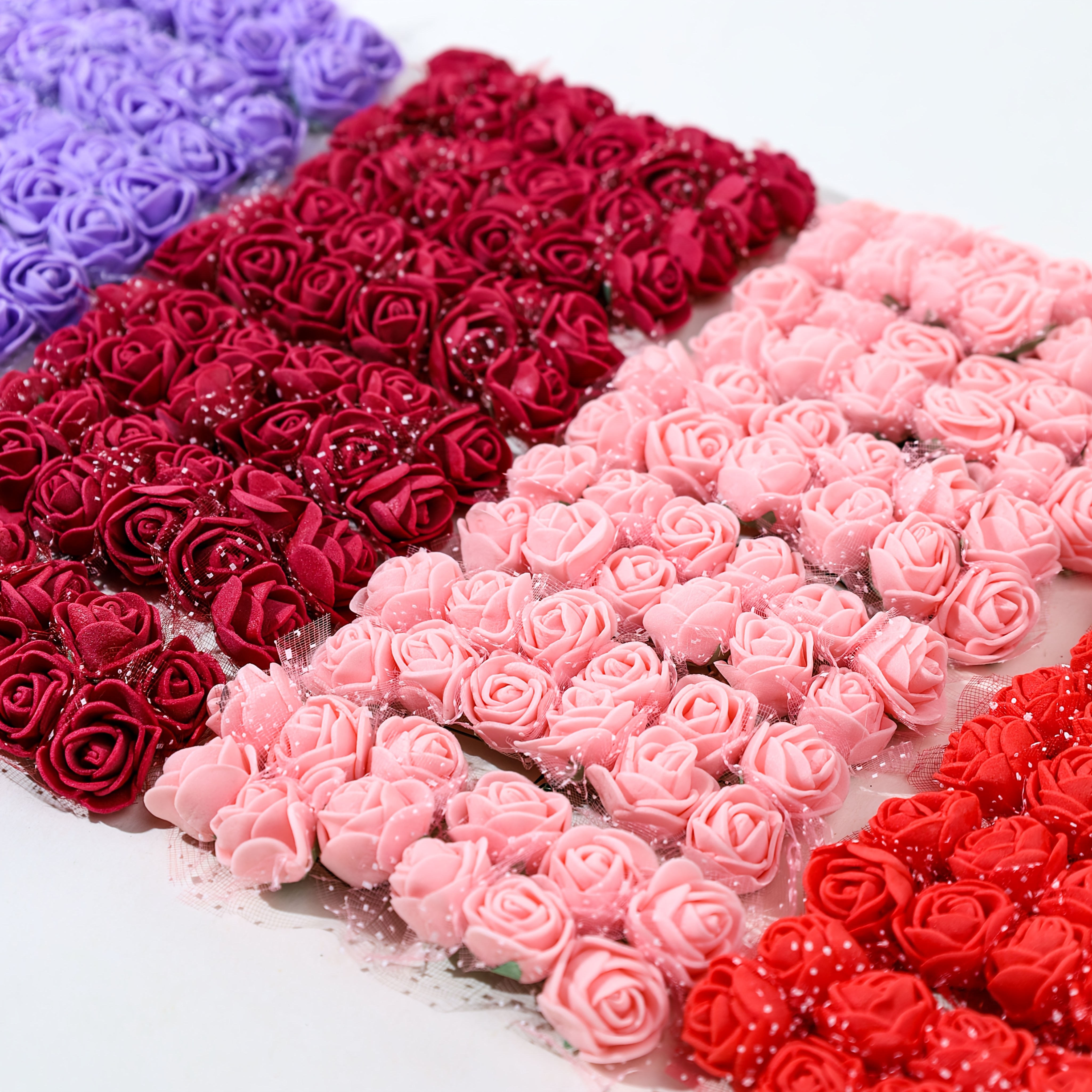 

144-pack Roses, Assorted Colors, Lifelike 3d Flowers, Holiday Decor, Wedding, Diy Crafts, Floral Arrangements, Valentine's Day Packaging - No Electricity Needed