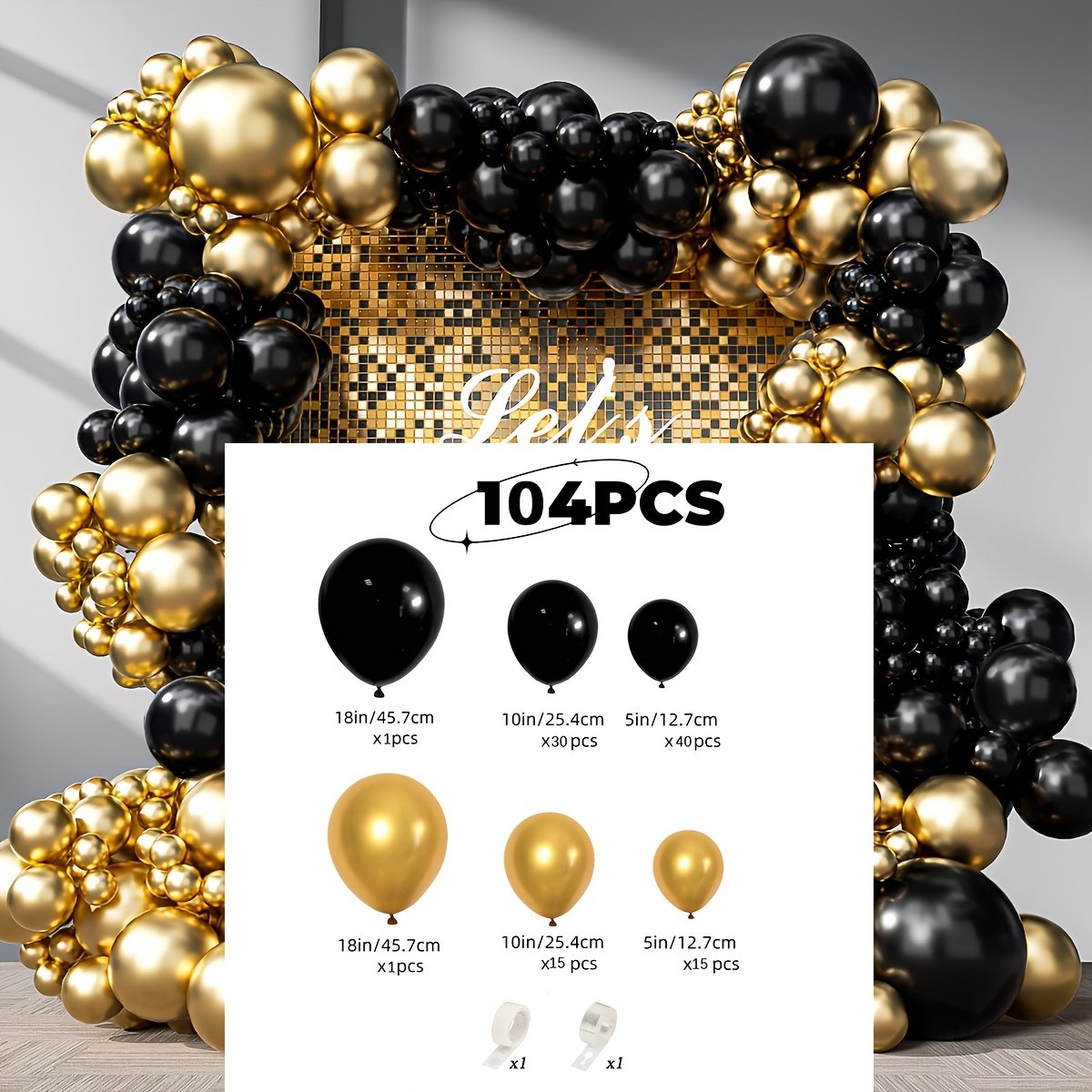 104pcs Black & Balloon Wreath | Elegant For Weddings, Birthdays, Anniversaries, Home Decor | Emulsion Material, Suitable For For Christmas, Halloween