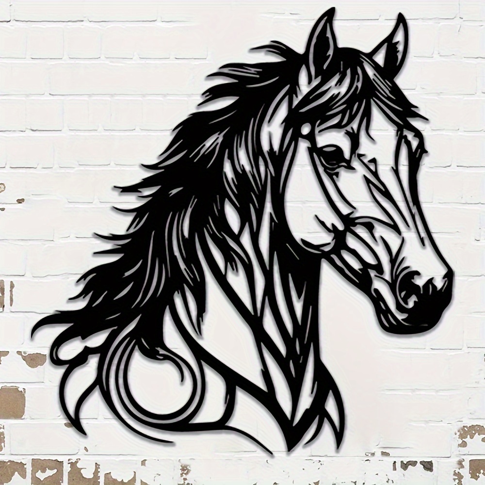 1pc Horse Wall Decor in Metal - Animal Themed Home Office Wall Hanging, Indoor Equestrian Art, No Electricity Needed, Transverse Orientation - Ideal Gift for Horse Lovers