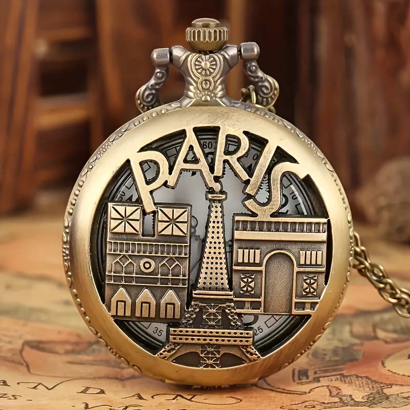 Image of Vintage Hollow-out Quartz Pocket Watch, Hollow-out Letter Design, Ideal For Holiday Gifting, Bag Charm, Necklace Decoration