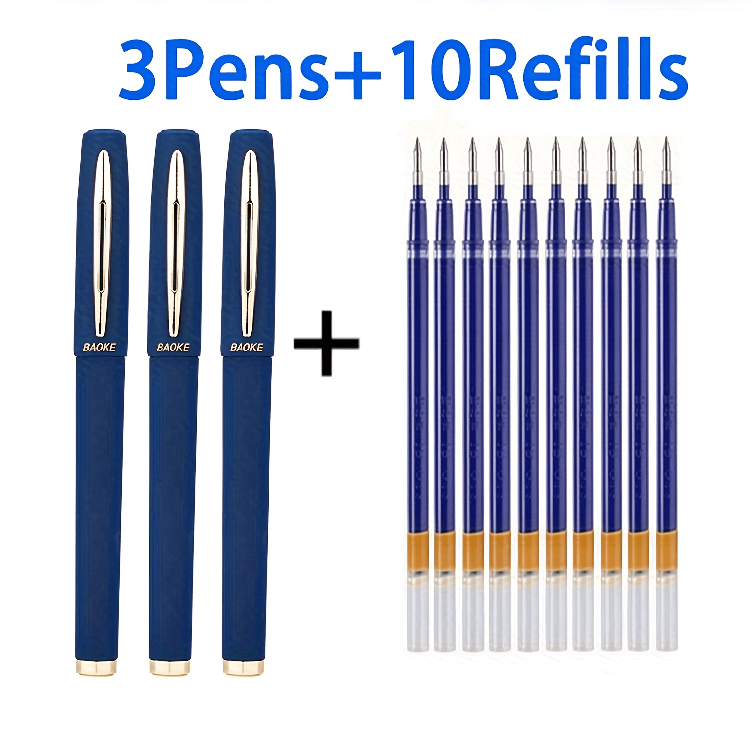 TEMU 3 + 10 Refills Gel Pens, 1.0mm/0.7mm/0.5mm, Black/blue/red Ink, High-capacity, Matte, Quick-drying, Non-toxic, , Suitable For Signing, Drawing,