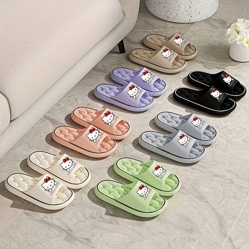 sanrios stylish eva womens summer hollekitty slippers are non slip casual footwear with ribbed texture indoor and outdoor use and elegant sandals for women are suitable for and