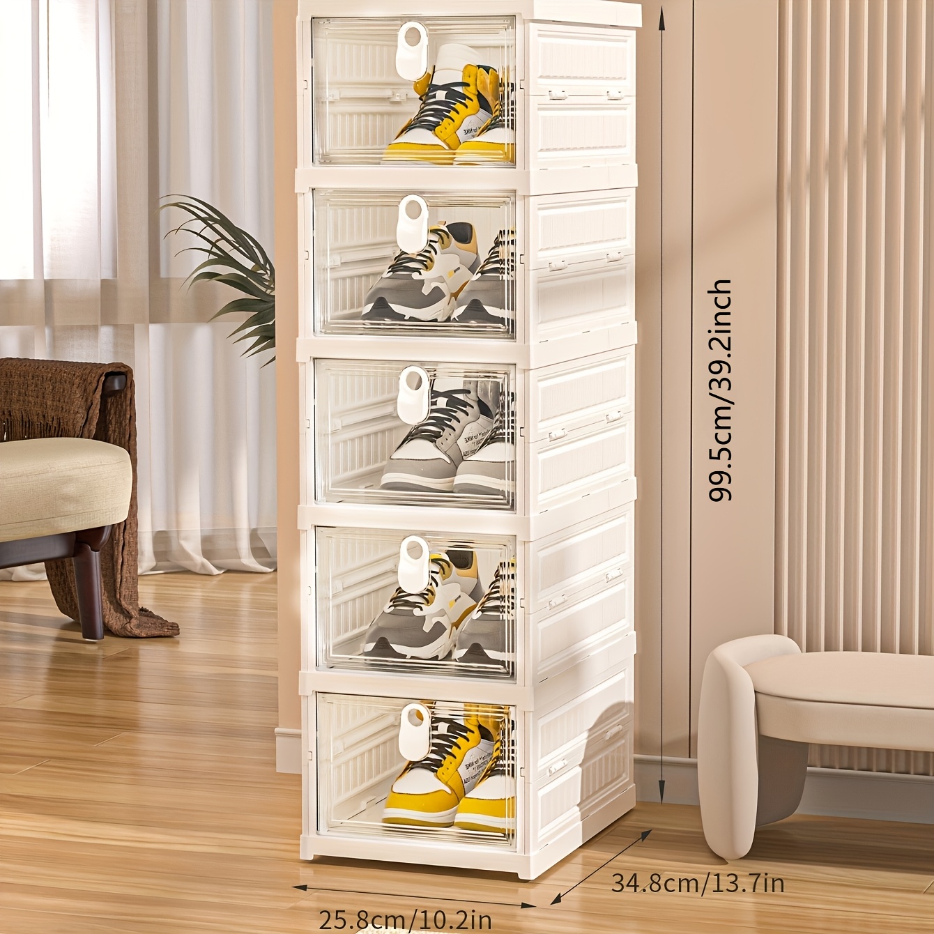 Shoe Storage Organizer - 6/5 Layer Shoe Rack, Space Saving Vertical Shoe Rack, Suitable For Entrances, Bedrooms, Corridors, Living Rooms, Dormitories - Stackable Plastic Shoe Rack, Easy To Assemble