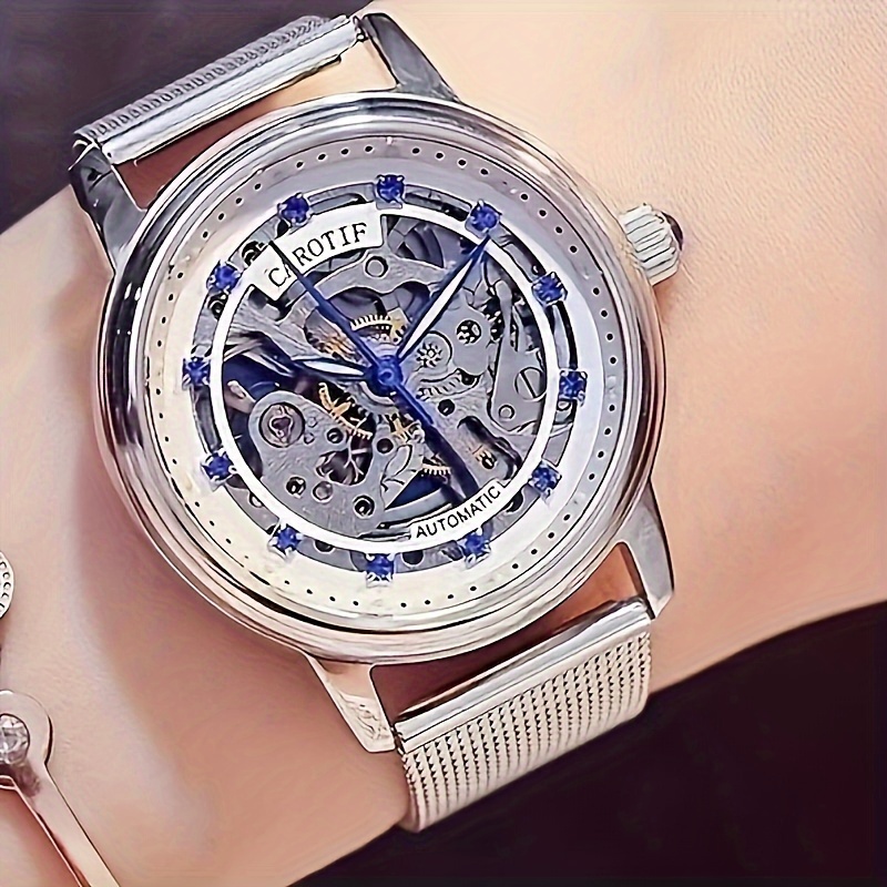elegant rose golden automatic chronograph watch women high Temu