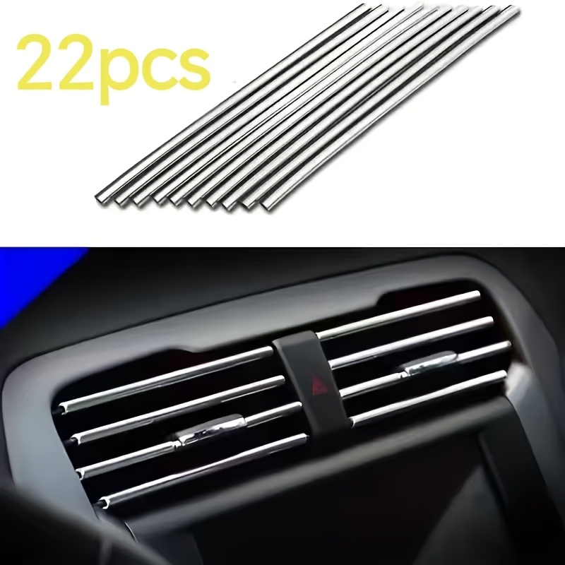 TEMU 22pcs Set Of Universal Car Air Conditioning Vent Trim Strips, U-shaped Chrome-plated, Colorful And Glossy Surface, Car Decorative Trim Additions