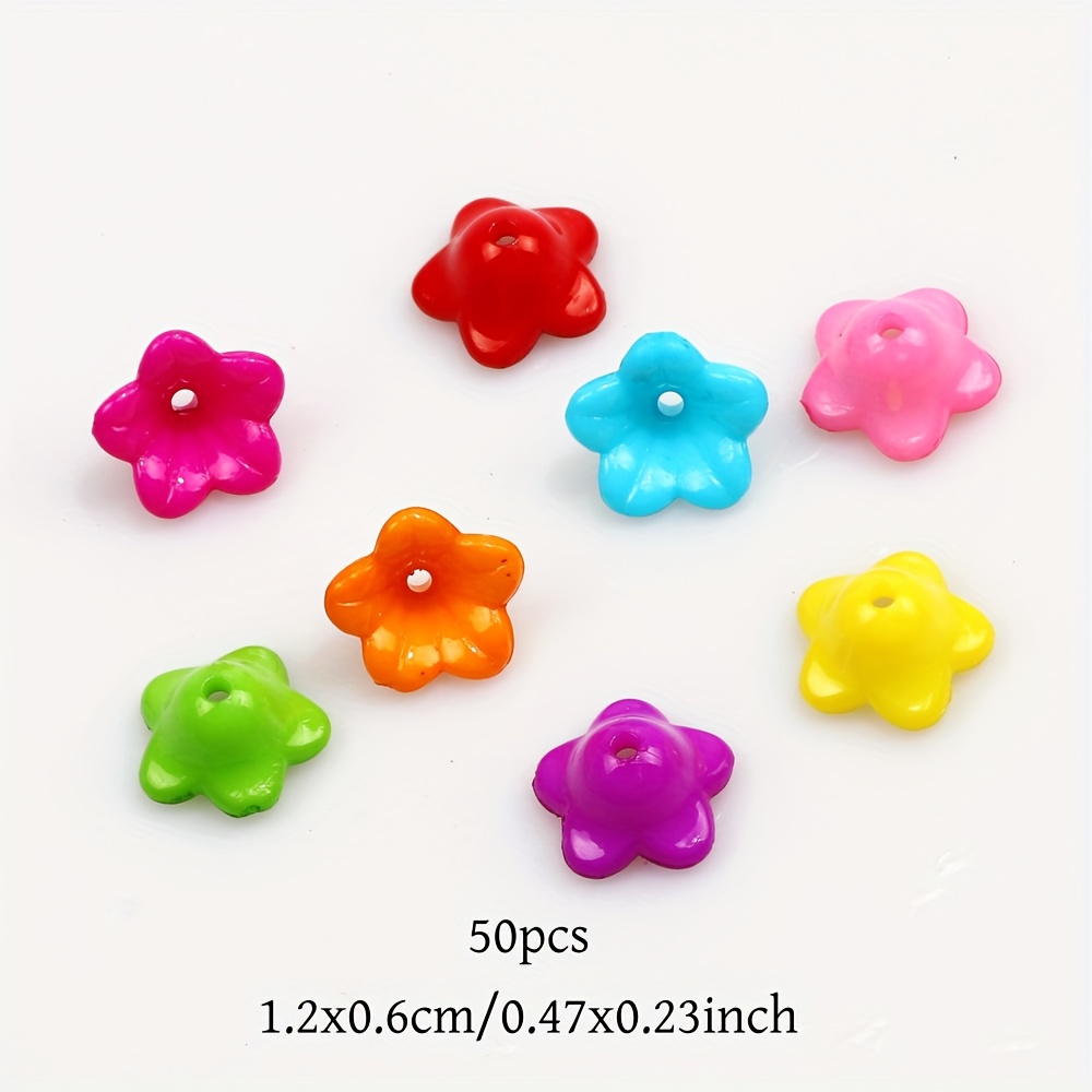 TEMU 50 Mixed Color 12x6mm Acrylic Flower-shaped Decorative Beads For Bracelet And Necklace Making, As Well As For Gifts And Souvenirs